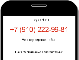 Информация о номере телефона +7 (910) 222-99-81: регион, оператор
