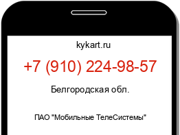 Информация о номере телефона +7 (910) 224-98-57: регион, оператор