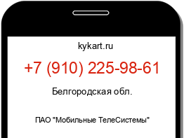 Информация о номере телефона +7 (910) 225-98-61: регион, оператор