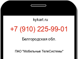 Информация о номере телефона +7 (910) 225-99-01: регион, оператор