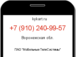 Информация о номере телефона +7 (910) 240-99-57: регион, оператор