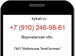 Информация о номере телефона +7 (910) 246-98-61: регион, оператор