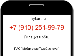 Информация о номере телефона +7 (910) 251-99-79: регион, оператор