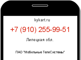 Информация о номере телефона +7 (910) 255-99-51: регион, оператор