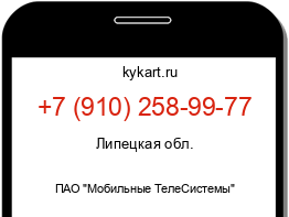 Информация о номере телефона +7 (910) 258-99-77: регион, оператор