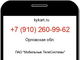 Информация о номере телефона +7 (910) 260-99-62: регион, оператор