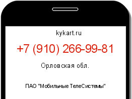 Информация о номере телефона +7 (910) 266-99-81: регион, оператор