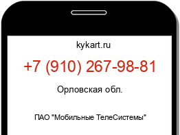 Информация о номере телефона +7 (910) 267-98-81: регион, оператор