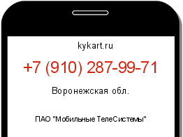 Информация о номере телефона +7 (910) 287-99-71: регион, оператор