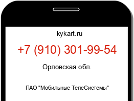 Информация о номере телефона +7 (910) 301-99-54: регион, оператор