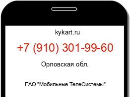 Информация о номере телефона +7 (910) 301-99-60: регион, оператор