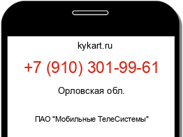 Информация о номере телефона +7 (910) 301-99-61: регион, оператор