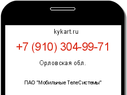 Информация о номере телефона +7 (910) 304-99-71: регион, оператор