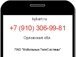 Информация о номере телефона +7 (910) 306-99-81: регион, оператор