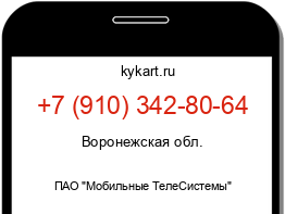 Информация о номере телефона +7 (910) 342-80-64: регион, оператор