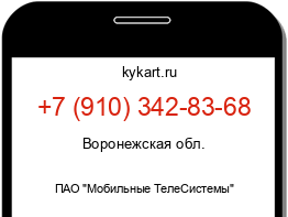 Информация о номере телефона +7 (910) 342-83-68: регион, оператор