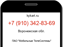 Информация о номере телефона +7 (910) 342-83-69: регион, оператор