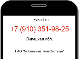 Информация о номере телефона +7 (910) 351-98-25: регион, оператор