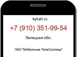 Информация о номере телефона +7 (910) 351-99-54: регион, оператор