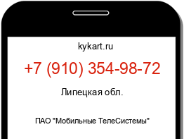 Информация о номере телефона +7 (910) 354-98-72: регион, оператор