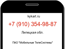 Информация о номере телефона +7 (910) 354-98-87: регион, оператор