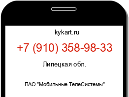 Информация о номере телефона +7 (910) 358-98-33: регион, оператор