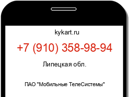 Информация о номере телефона +7 (910) 358-98-94: регион, оператор