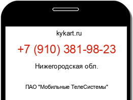 Информация о номере телефона +7 (910) 381-98-23: регион, оператор