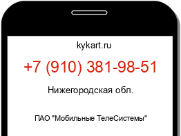 Информация о номере телефона +7 (910) 381-98-51: регион, оператор