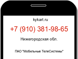 Информация о номере телефона +7 (910) 381-98-65: регион, оператор