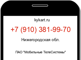 Информация о номере телефона +7 (910) 381-99-70: регион, оператор