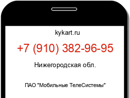 Информация о номере телефона +7 (910) 382-96-95: регион, оператор