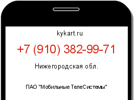Информация о номере телефона +7 (910) 382-99-71: регион, оператор