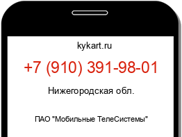 Информация о номере телефона +7 (910) 391-98-01: регион, оператор