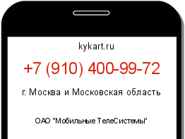 Информация о номере телефона +7 (910) 400-99-72: регион, оператор