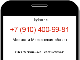Информация о номере телефона +7 (910) 400-99-81: регион, оператор