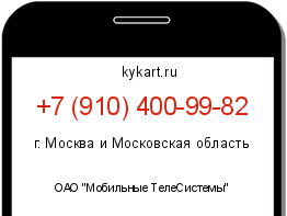 Информация о номере телефона +7 (910) 400-99-82: регион, оператор