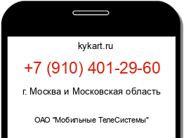 Информация о номере телефона +7 (910) 401-29-60: регион, оператор