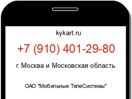 Информация о номере телефона +7 (910) 401-29-80: регион, оператор