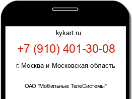 Информация о номере телефона +7 (910) 401-30-08: регион, оператор