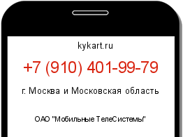 Информация о номере телефона +7 (910) 401-99-79: регион, оператор