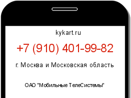 Информация о номере телефона +7 (910) 401-99-82: регион, оператор