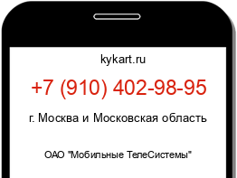 Информация о номере телефона +7 (910) 402-98-95: регион, оператор