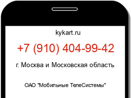 Информация о номере телефона +7 (910) 404-99-42: регион, оператор