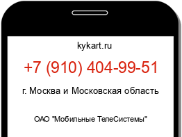 Информация о номере телефона +7 (910) 404-99-51: регион, оператор