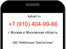 Информация о номере телефона +7 (910) 404-99-66: регион, оператор