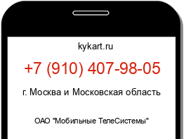 Информация о номере телефона +7 (910) 407-98-05: регион, оператор