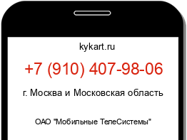 Информация о номере телефона +7 (910) 407-98-06: регион, оператор