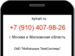 Информация о номере телефона +7 (910) 407-98-26: регион, оператор