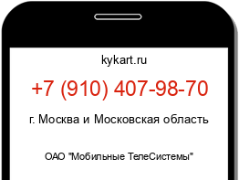 Информация о номере телефона +7 (910) 407-98-70: регион, оператор